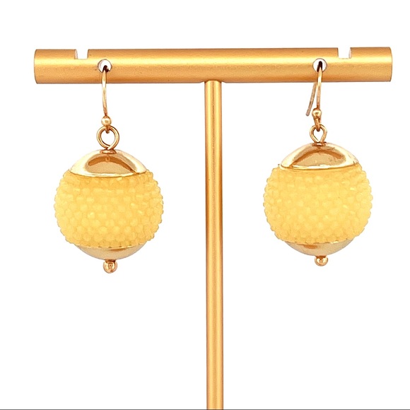 Vintage Inspired Yellow and Gold Tone Drop Earrings - Picture 2 of 2